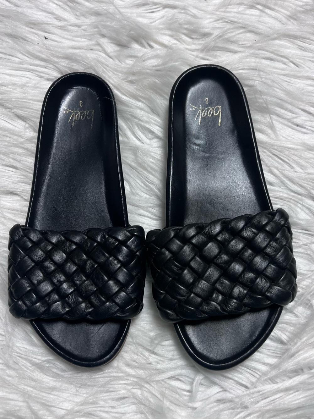 beek Black Braided Slide Mules